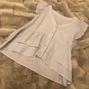 V Neck Single Breasted Babydoll Top